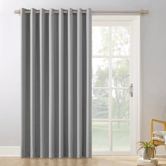 Set of 2 100"x84" Sun Zero Blackout Kenneth Extra-Wide Grommet Sliding Patio Door Curtain Panel Silver Gray