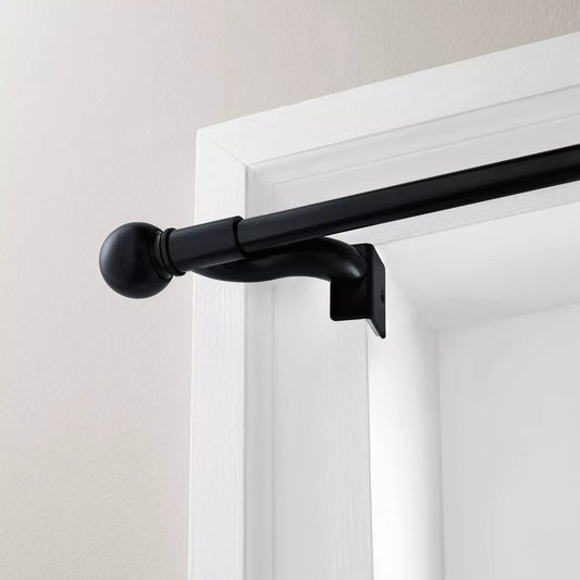 48"-84" Twist and Shout Easy Install Curtain Rod Matte Black - Room Essentials