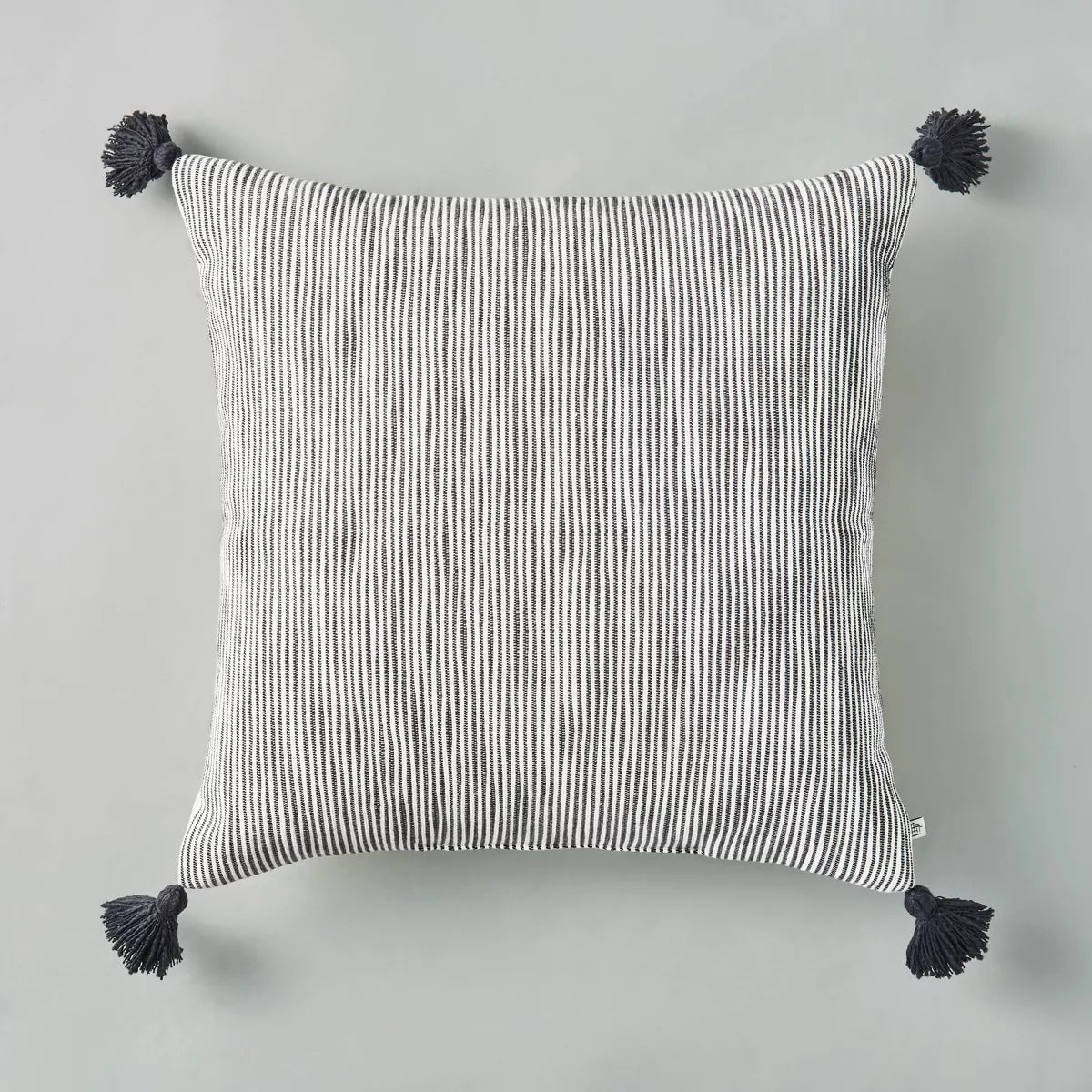 24"x24" Woven Slub Stripe Throw Pillow with Tassels - Hearth & Hand with Magnolia