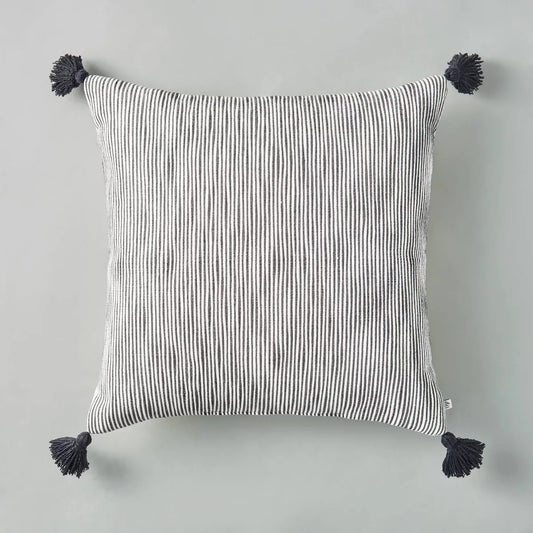 24"x24" Woven Slub Stripe Throw Pillow with Tassels - Hearth & Hand with Magnolia