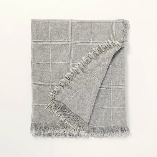 Textured Grid Lines Dobby Throw Blanket Light Gray - Hearth & Hand with Magnolia