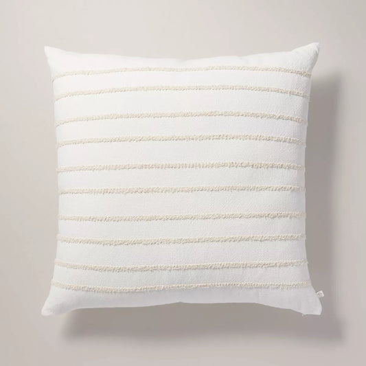 26"x26" Tufted Rib Stripe Euro Bed Pillow Cream/Natural