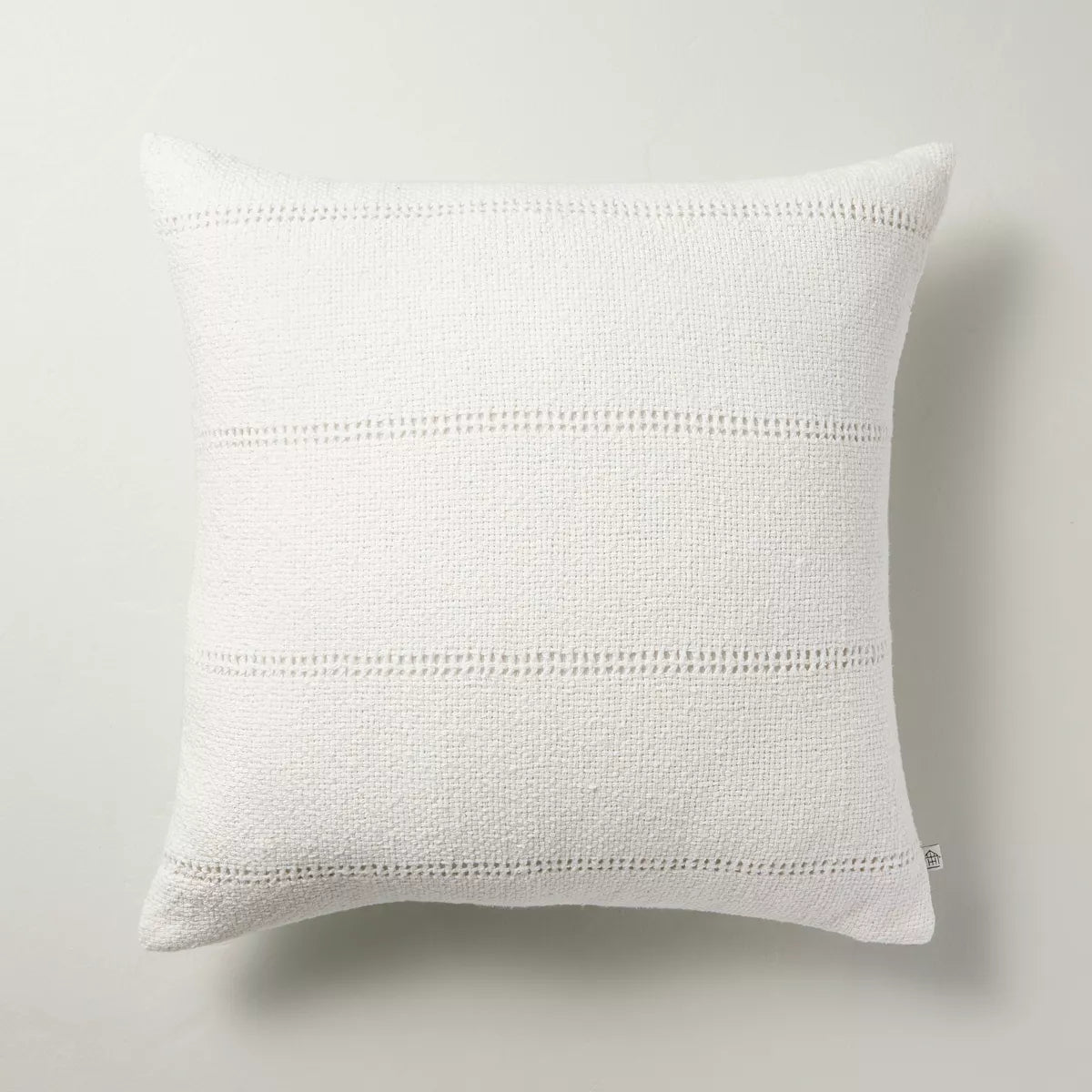 18"x18" Hem Stitch Stripe Square Throw Pillow Cream - Hearth & Hand with Magnolia