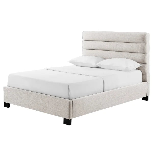 Queen Derby Upholstered Bed, Beige