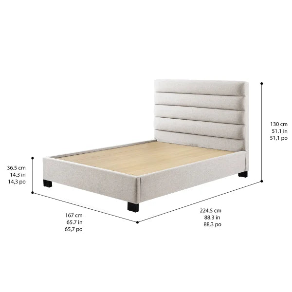 Queen Derby Upholstered Bed, Beige