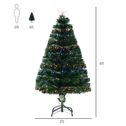 4ft Prelit Artificial Optical Xmas Tree Spruce Hinged Full Tree