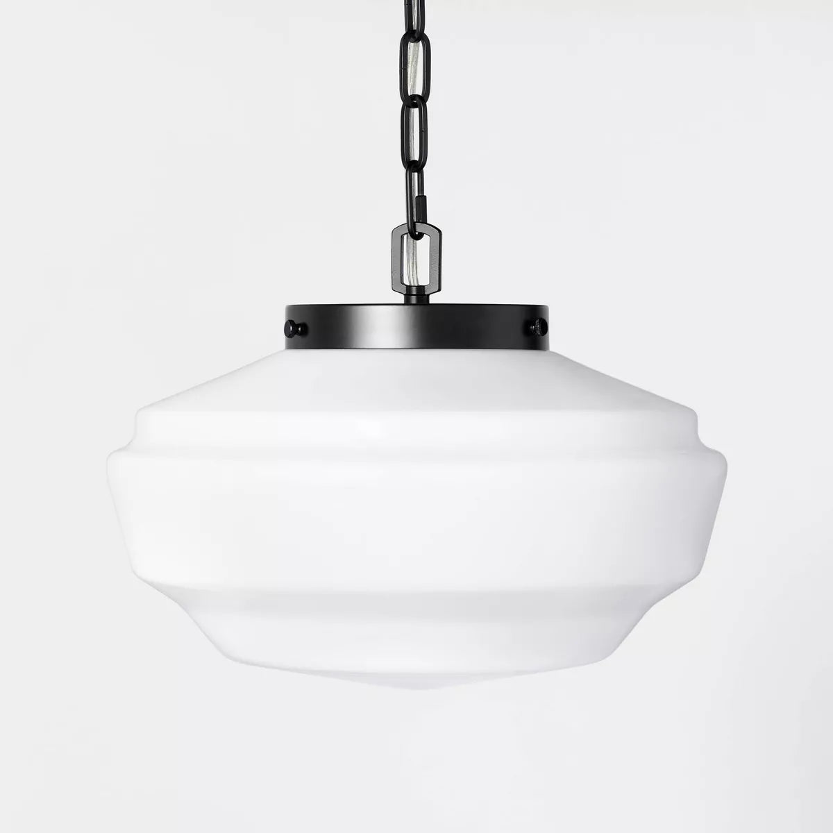 Milk Glass Adjustable Pendant Ceiling Light Black Finish - Hearth & Hand with Magnolia