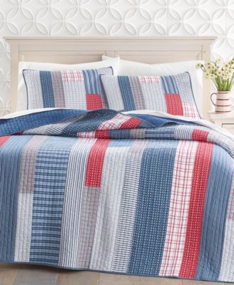 FullQueen Charter Club Americana Stripe Quilt, FullQ Blue Combo