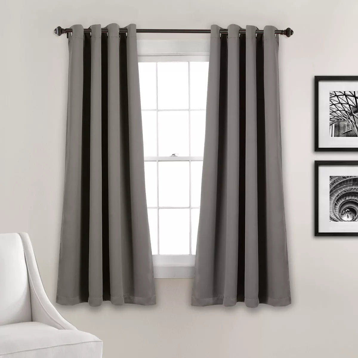 Set of 2 (52"x63") Insulated Grommet Top Blackout Curtain Panels Dark Gray - Lush r