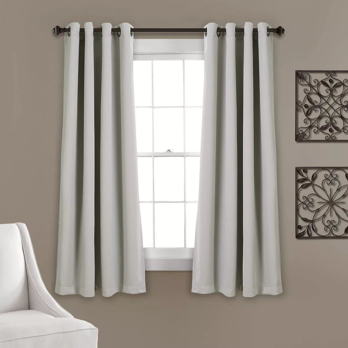 Set of 2 (52"x63") Insulated Grommet Top Blackout Curtain Panels Light Gray -