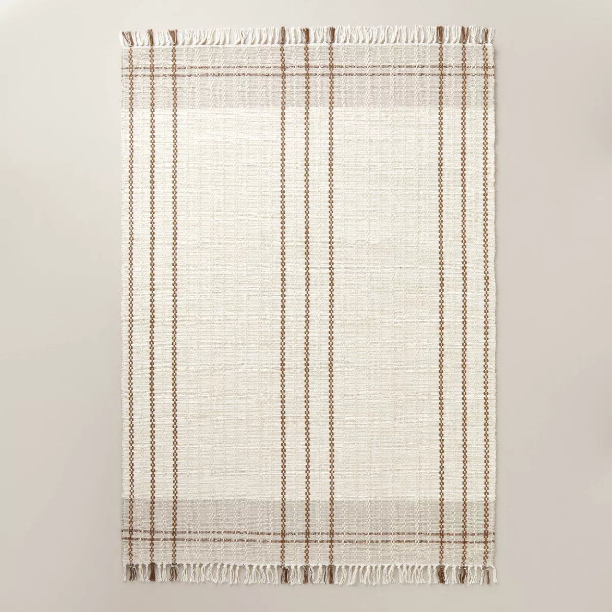 5'x7' Neutral Color Block Plaid Handmade Woven Area Rug Tan/Cream/Cocoa - Hearth & Hand with Magnolia