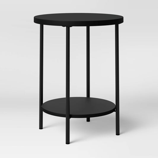 Wood and Metal Round End Table