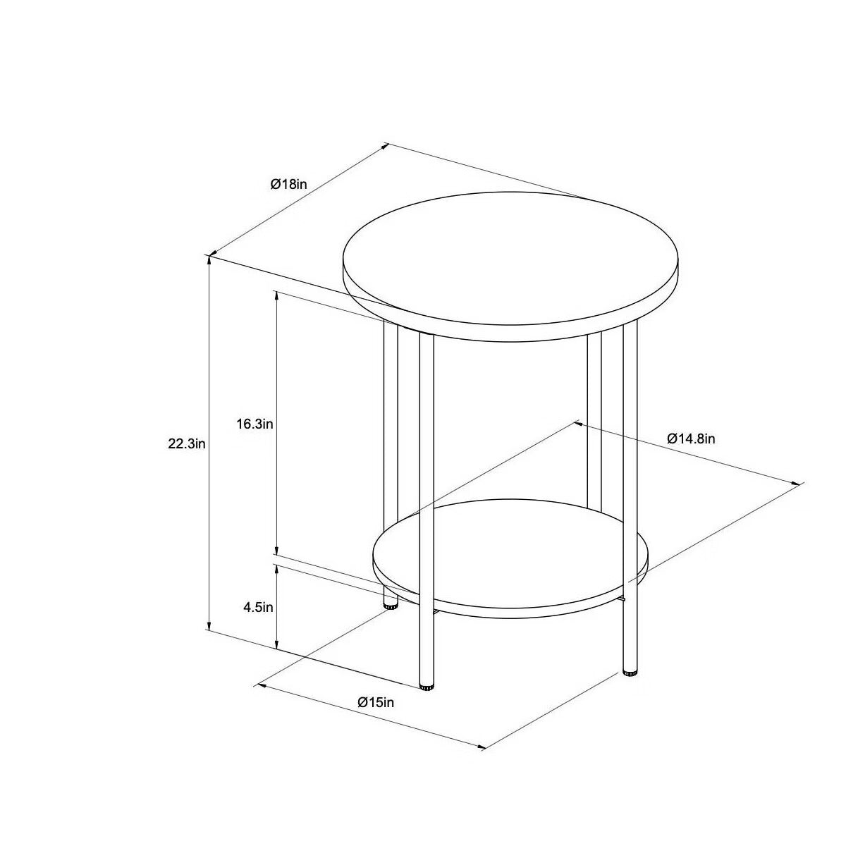 Wood and Metal Round End Table