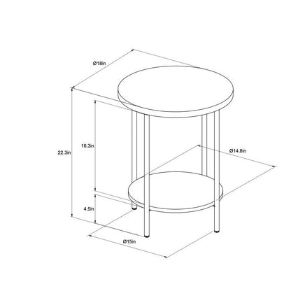 Wood and Metal Round End Table