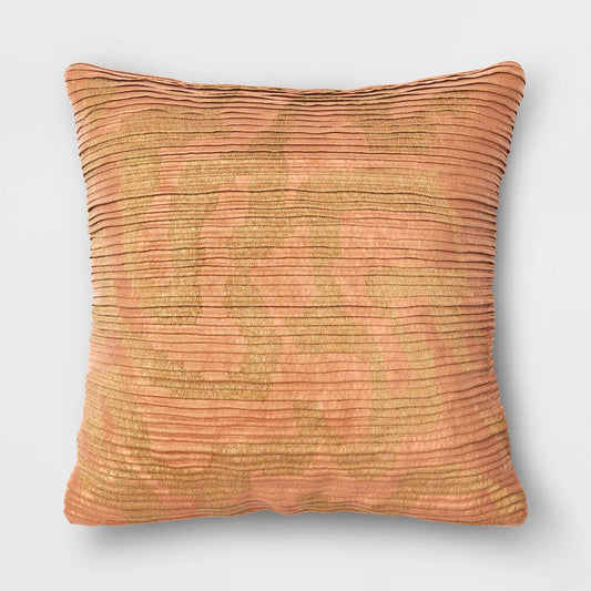 2pk Geometric Patterned Pleated Satin with Metallic Embroidery Square Throw Pillow - Threshold