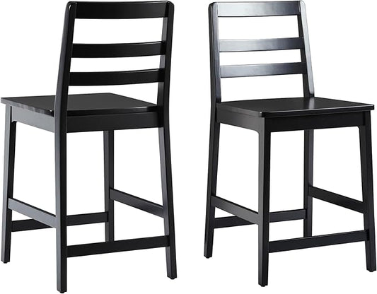 Walker Edison Modern Solid Wood Ladder-Back Counter Stool, Set of 2