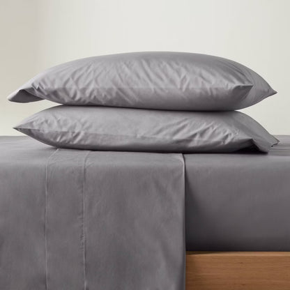 King Washed Supima Percale Solid Sheet Set Dark Gray - Casaluna