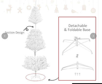 7ft White Christmas Tree Artificial Christmas Tree with 1230 Branch Tips and Metal Stand