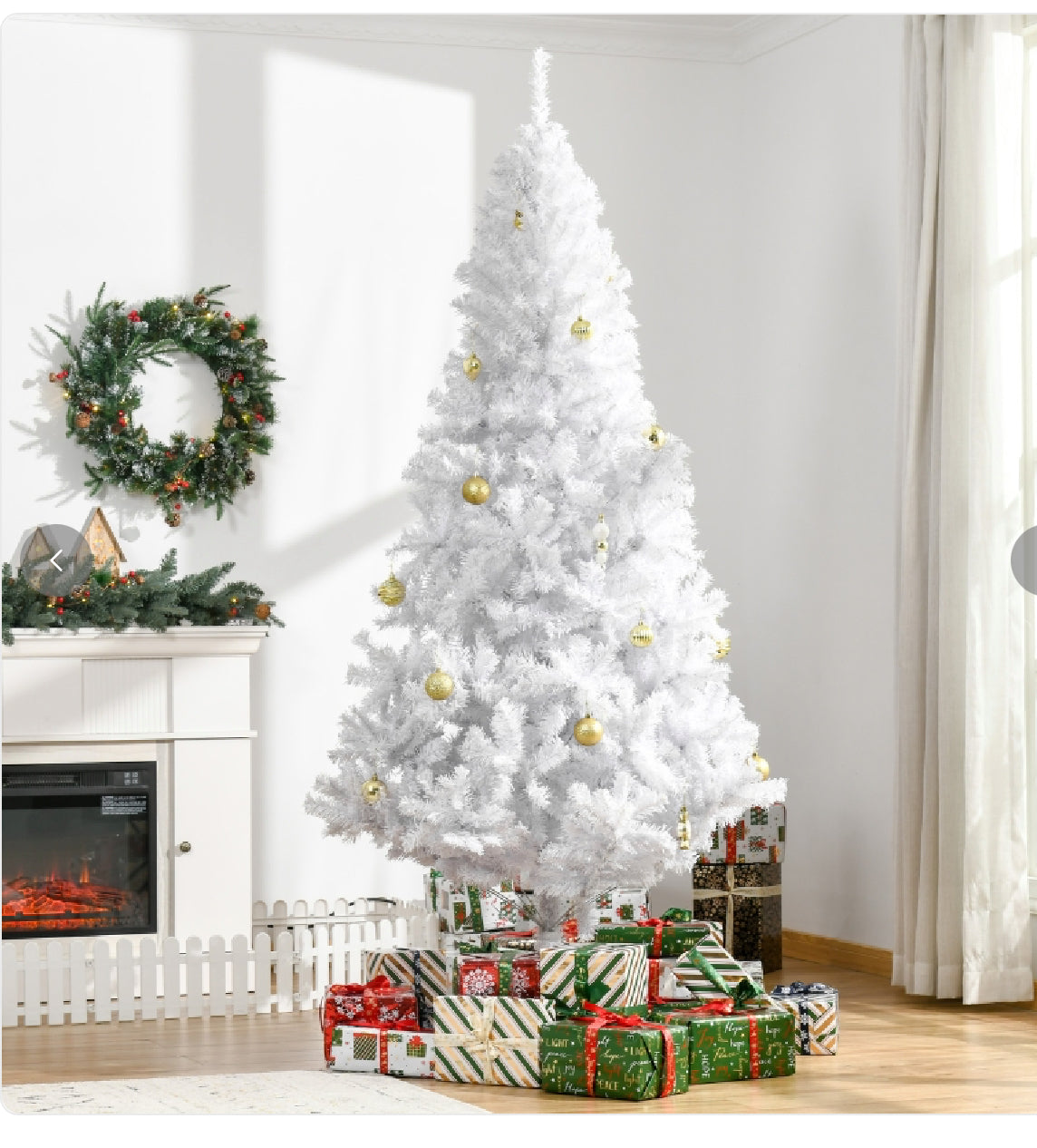 7ft White Christmas Tree Artificial Christmas Tree with 1230 Branch Tips and Metal Stand