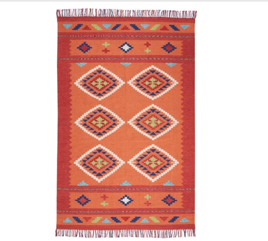 5 x 7 Baja Orange Southwestern Area Rug