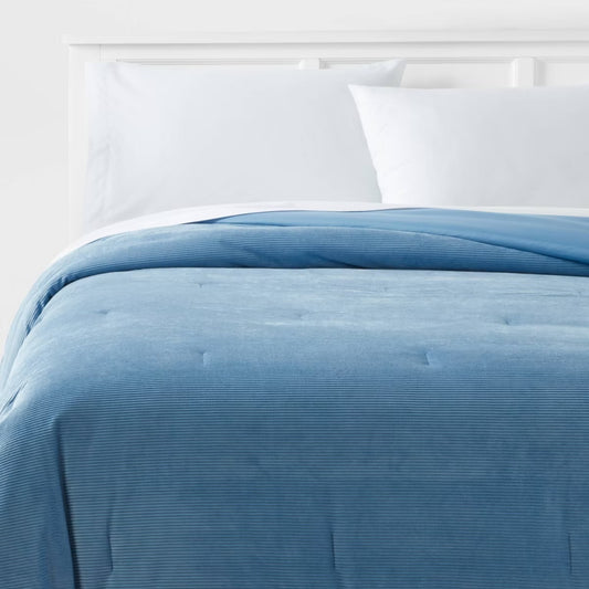 Full/Queen Corduroy Plush Comforter Blue