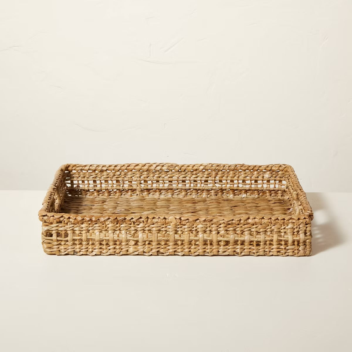 Natural Woven Rectangular Tray with Handles - Hearth & Hand™ with Magnolia: Artisanal, Farmhouse Style, Indoor/Outdoor Use