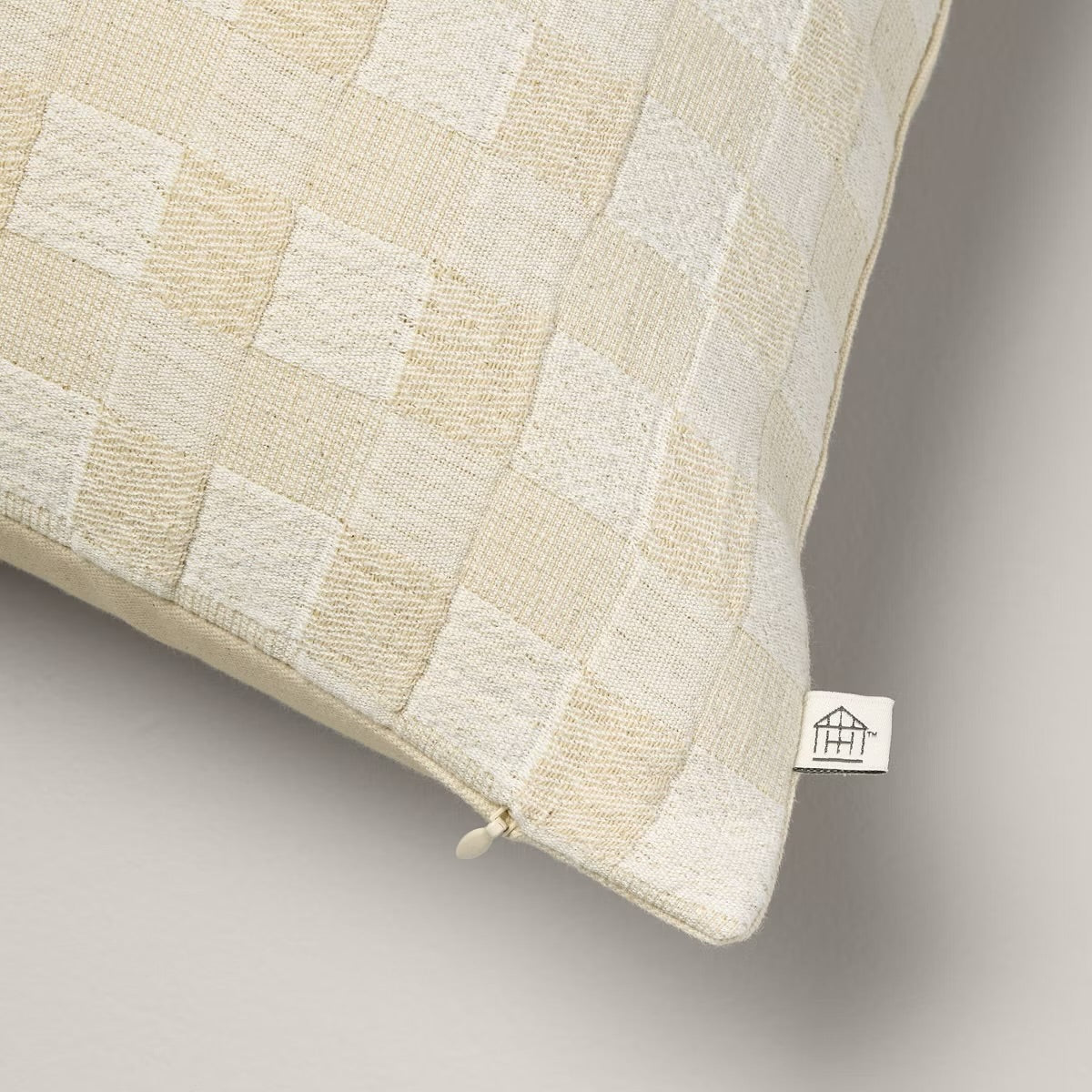 26"x26" Checkerboard Textured Euro Pillow Beige - Hearth & Hand™ with Magnolia