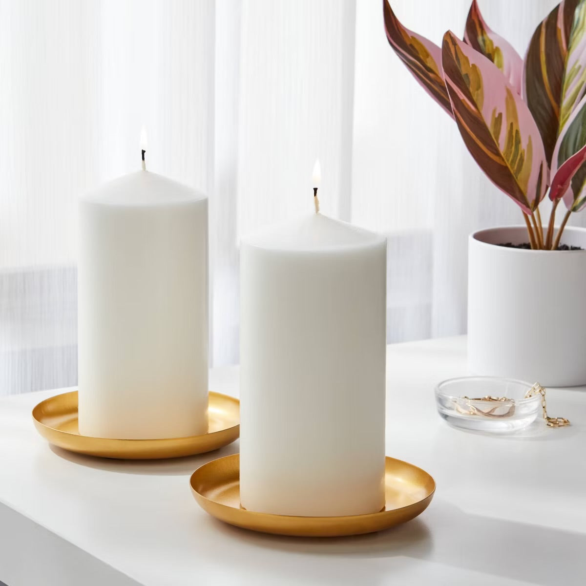 2pk 3" x 6" Unscented Pillar Candles White