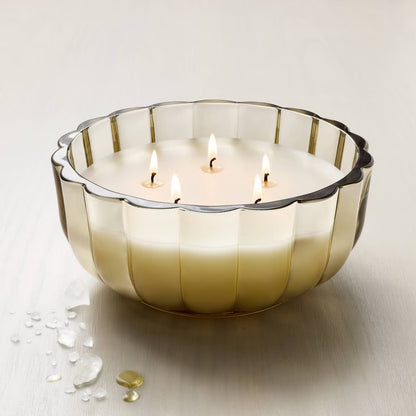 Tinted Glass Salted Honey Scalloped Jar Candle