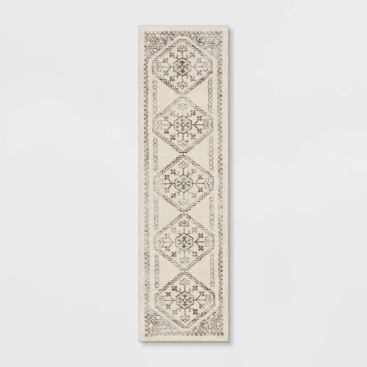 2 x 7 Distressed Persian Accent Rug Cream - Threshold