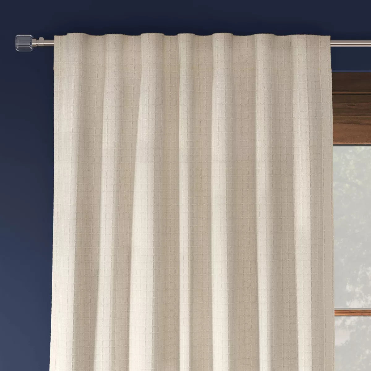 Set of 2 Blackout Textured Plaid Curtain Panels 50”x63”