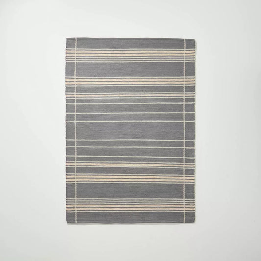 5 x 7 Wool Blend Variegated Stripe Area Rug Dark Gray - Hearth & Hand