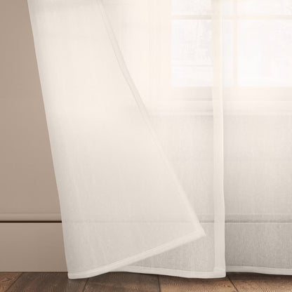 Set of 2 Light Filtering Textural Sheer Curtain Panel Ivory 54”x84”