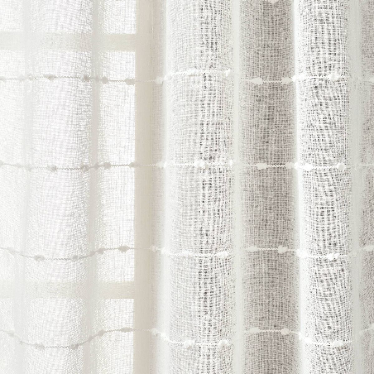 Set of 2 Farmhouse Texture Grommet Sheer Window Curtain Panels - Lush Décor