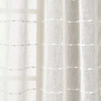 Set of 2 Farmhouse Texture Grommet Sheer Window Curtain Panels - Lush Décor