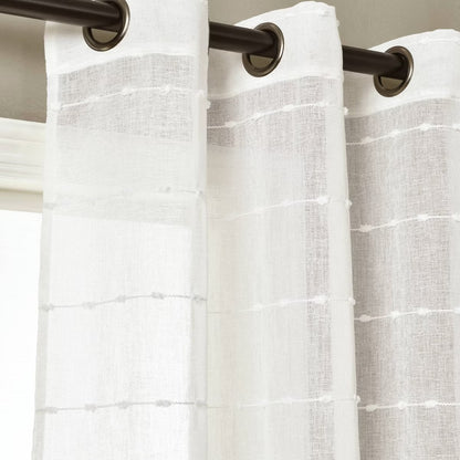 Set of 2 Farmhouse Texture Grommet Sheer Window Curtain Panels - Lush Décor