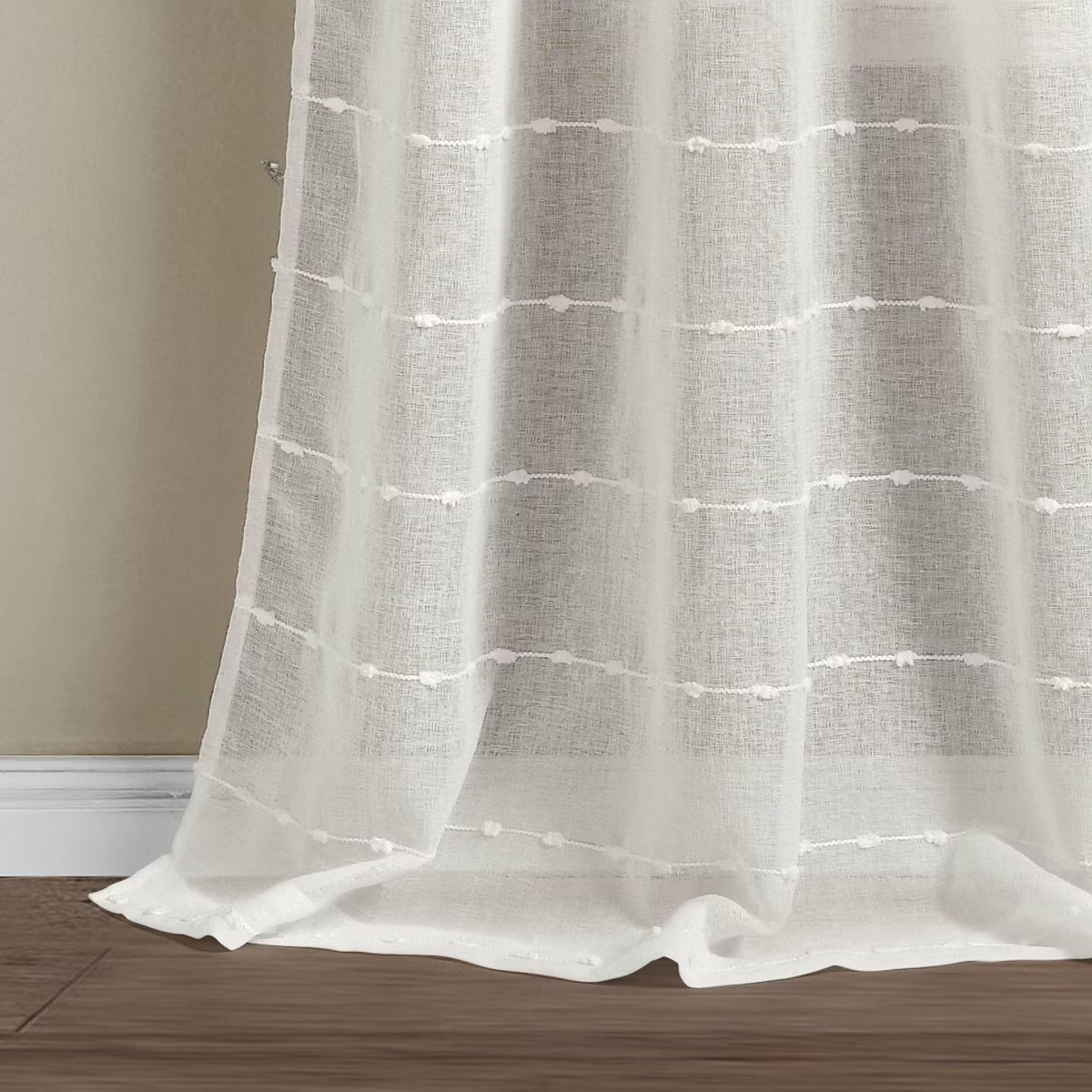 Set of 2 Farmhouse Texture Grommet Sheer Window Curtain Panels - Lush Décor