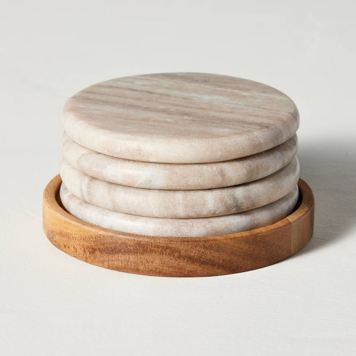 5pc Marble Coaster Set Warm Beige - Hearth & Hand™ with Magnolia