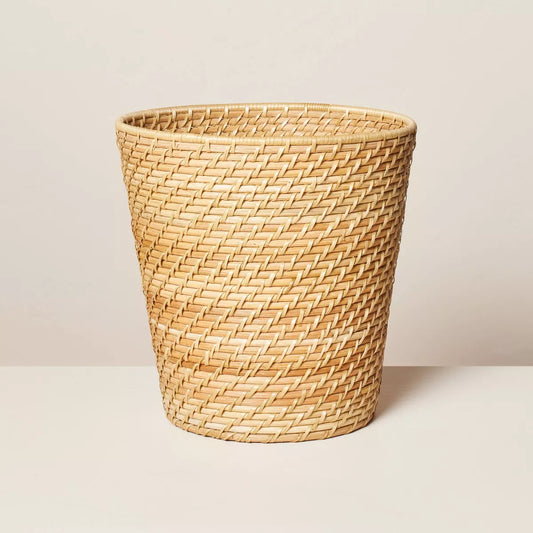 2.5gal Natural Woven Bathroom Wastebasket - Hearth & Hand