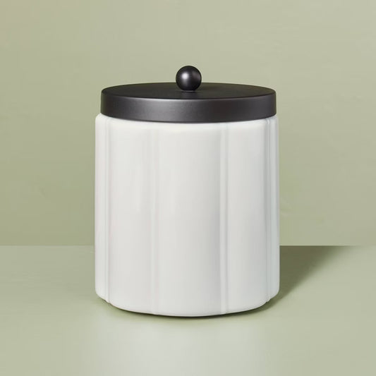 Milk Glass Bath Canister with Metal Lid