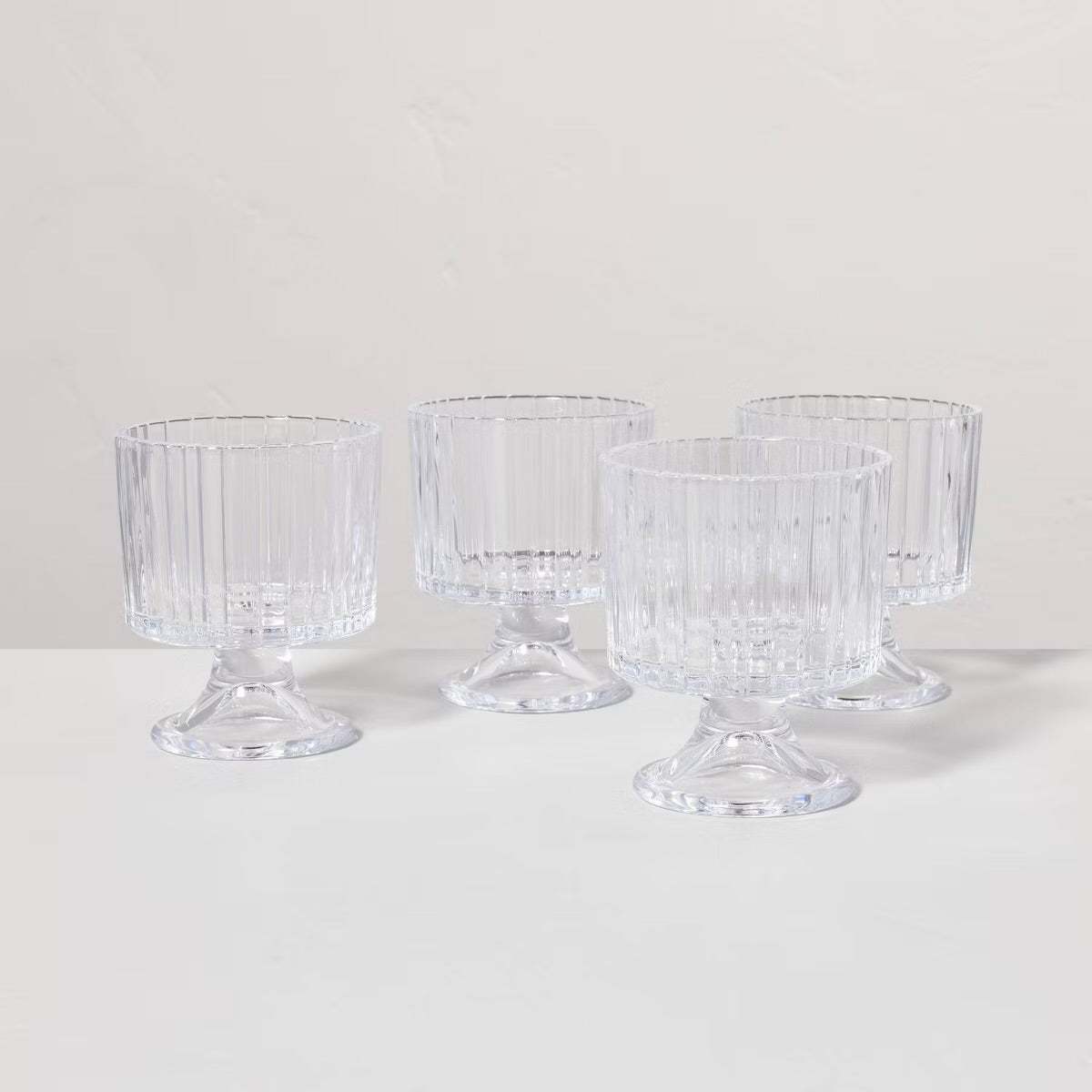 4pk 8oz Fluted Glass Parfait Cup Set Clear