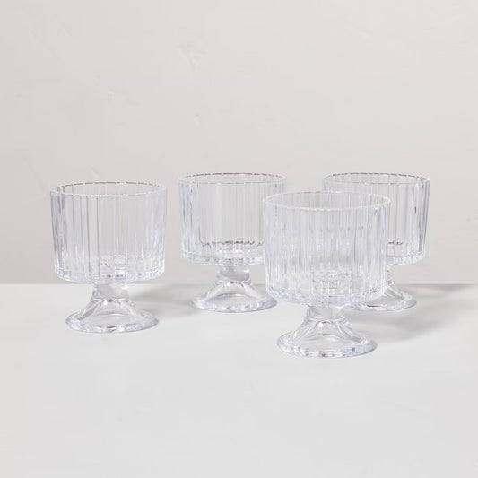 4pk 8oz Fluted Glass Parfait Cup Set Clear