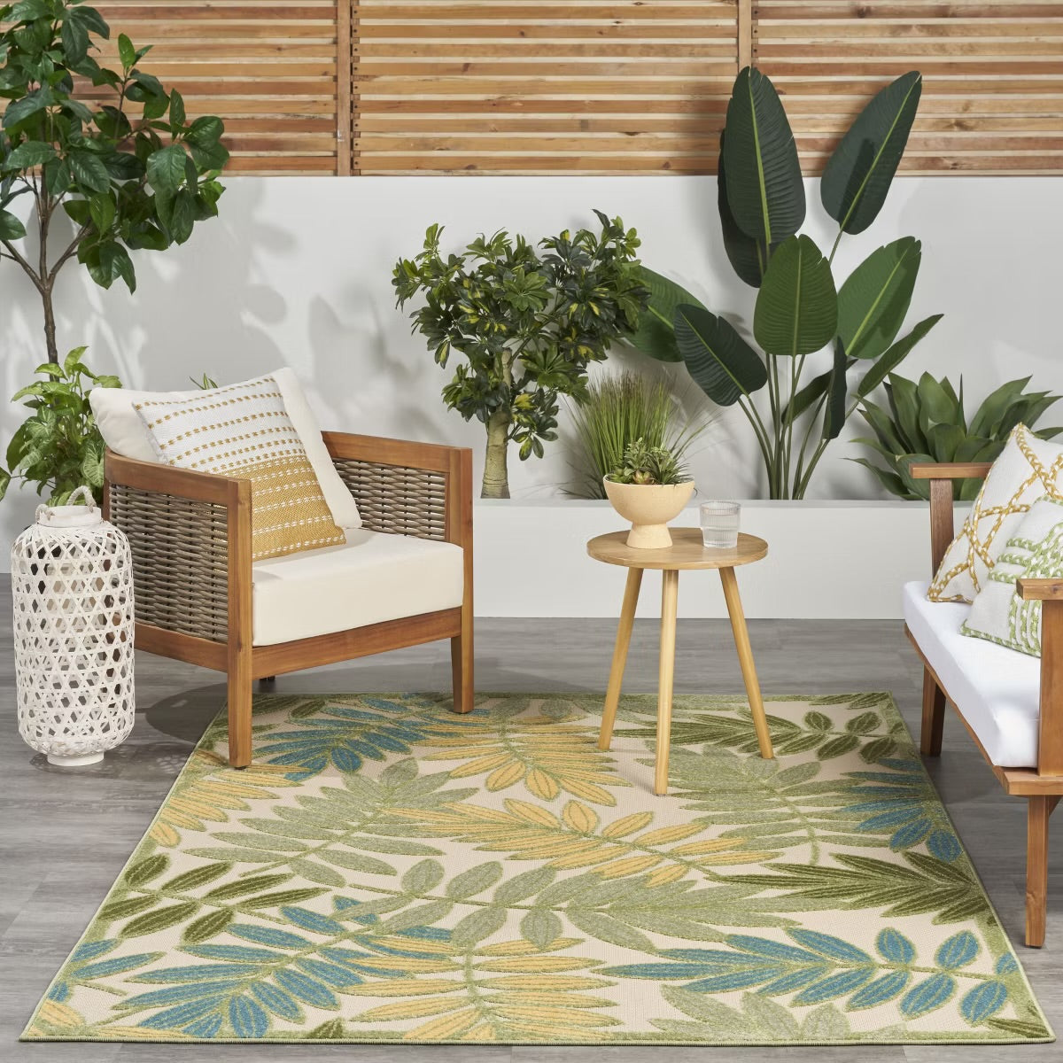 5’3 x 7’5 Nourison Aloha Floral Leaf Outdoor Area Rug