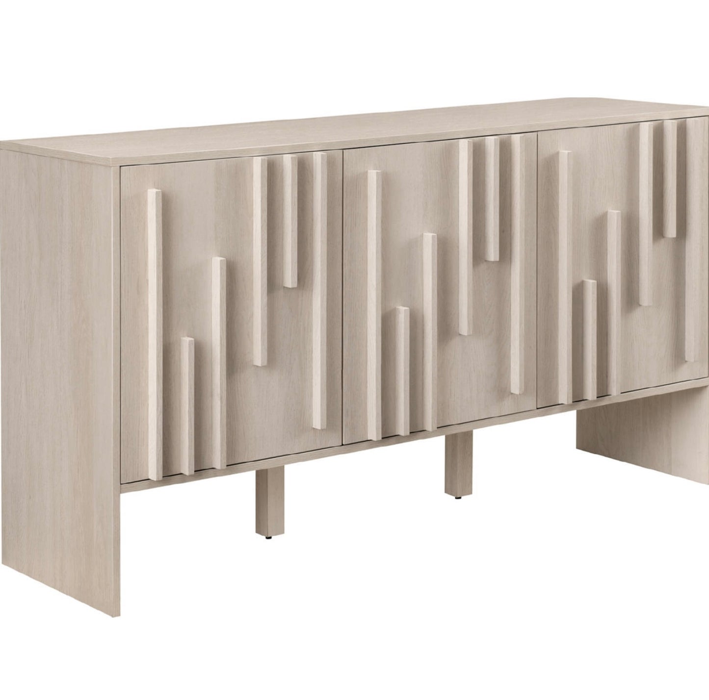 Silas 55" 3 Door Vertical Detail Sideboard in Ivory Oak Finish by Walker Edison