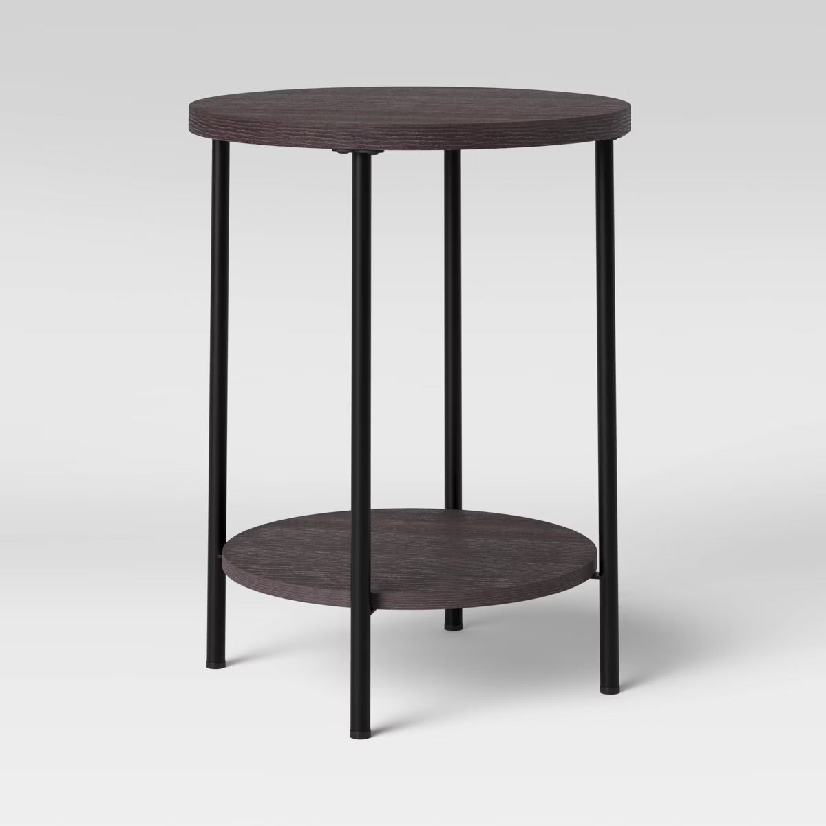 Wood and Metal Round End Table