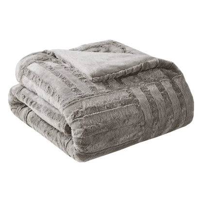 50"x60" Polar Solid Faux Fur Throw Blanket - Madison Park