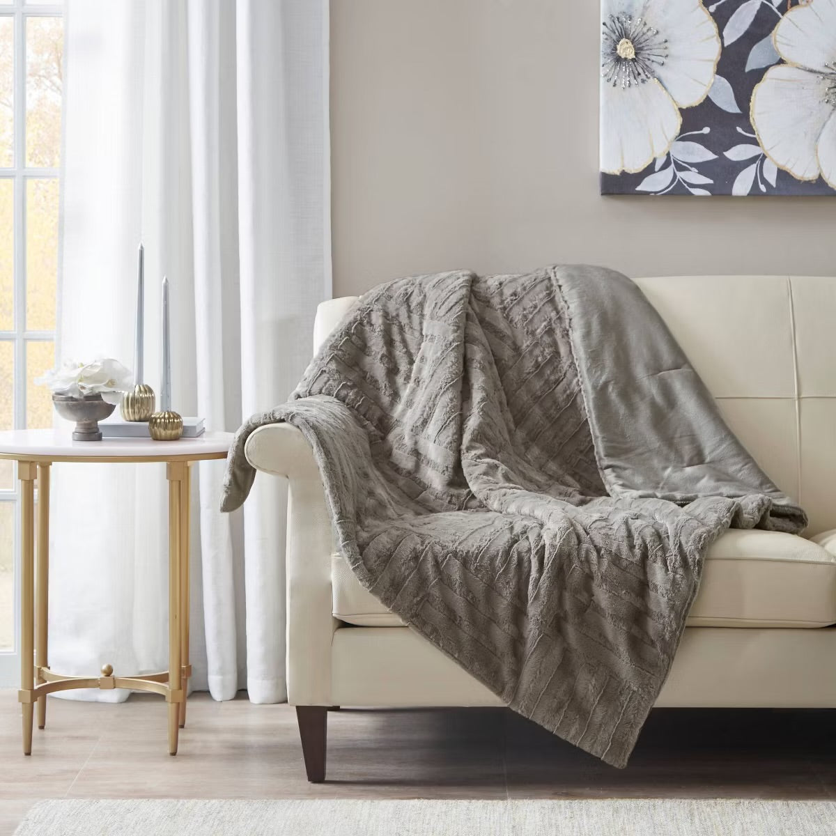 50"x60" Polar Solid Faux Fur Throw Blanket - Madison Park