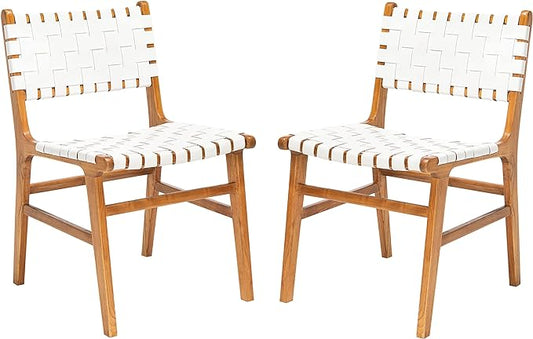 Taika Woven Leather Dining Chair (Set of 2)