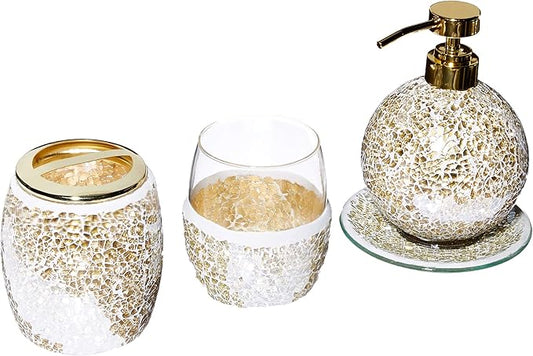 Madison Park Mosaic Bathroom Accessories Set Gold