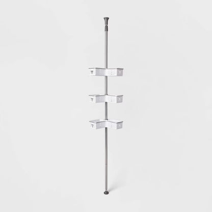 Steel Corner L Shaped Tension Pole Caddy Chrome